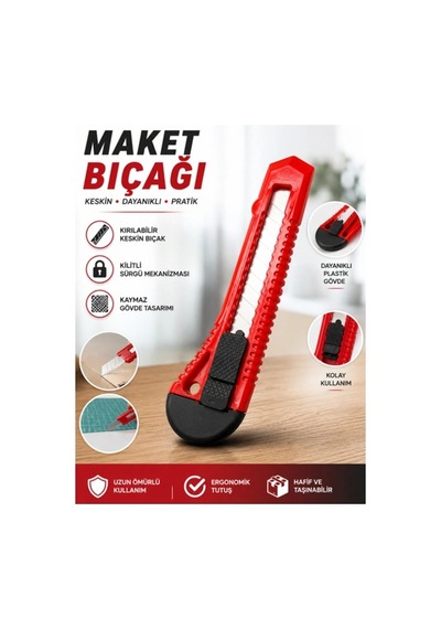 Falçata Plastik Profesyonel Maket Bıçağı Keskin Ve Dayanıklı Karton, Koli Ve Ambalaj Kesici