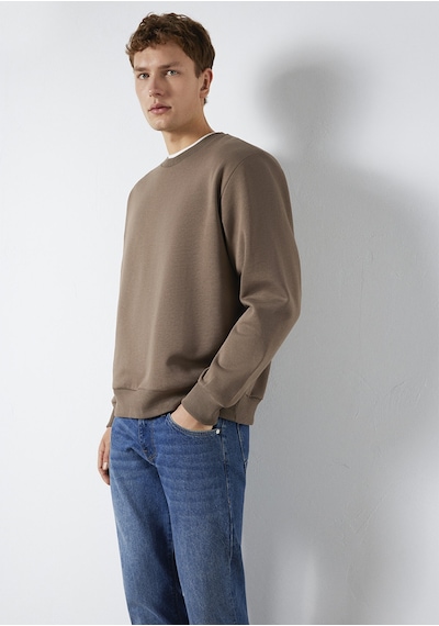 Mavi - Bisiklet Yaka Kahverengi Basic Sweatshirt 0s10276-87875 Kahverengi
