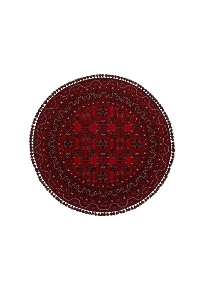 Eko Halı Buhari Bhr 02 Red Daire Afgan / Yağcıbedir Desenli Hav Toz Vermez Yıkanabilir Kaymaz İnce Dokuma Halı Kırmızı