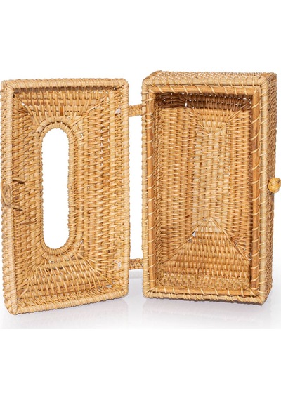 Meander Rattan El Yapımı Dikdörtgen Büyük Boy Peçetelik 23x12x11c Naturel