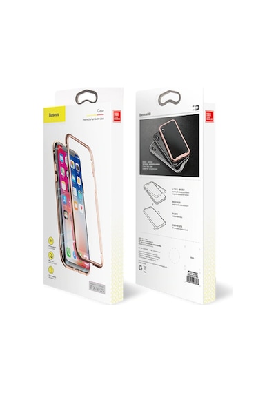 Baseus Apple Uyumlu iPhone Xs Max Arkasi Cam Manyetik Metal Frame Kilif 119550739 - Renk / Gümüs