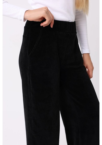 Defys Kadın Bol Paça Cepli Kadife Oversize Fit Pantolon Siyah - 595424688 Siyah