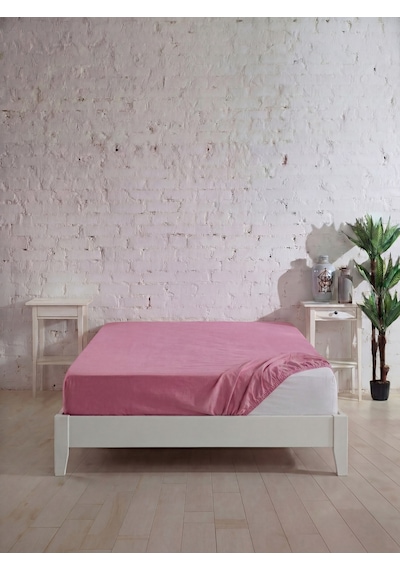 Çift Kişilik Pamuklu Lastikli Çarşaf, Ranforce Çift Kişilik Fitted Çarşaf 160x200+20 Cm Pembe
