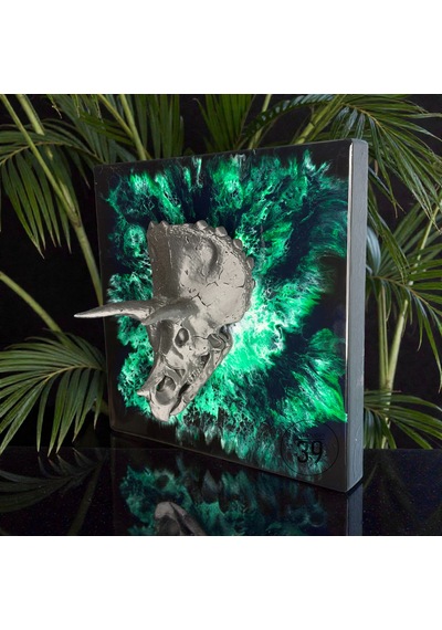 3d Triceratops Kafatası Yeşil Epoksi Duvar Tablosu, El Yapımı Heykelsi Sanat Eseri, 35x35 Cm, Modern & Statement Tasarım 35 x 35 CM 3d Triceratops Kafatası Yeşil Epoksi Duvar Tablosu, El Yapımı Heykelsi Sanat Eseri, 35x35 Cm, Modern & Statement Tasarım 35 x 35 CM