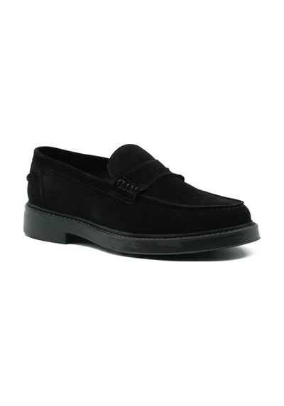 Tuna Hakiki Süet Deri Siyah Loafer Erkek Ayakkabı - Eva Taban - E4038 Siyah