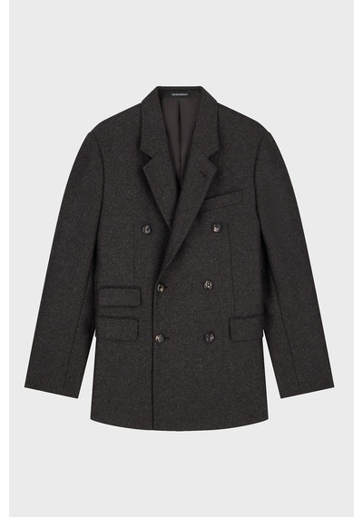 Emporio Armani Yün Karışımlı Kruvaze Blazer Ceket Erkek Ceket Em007439 Te23205 O6005 Koyu Kahve