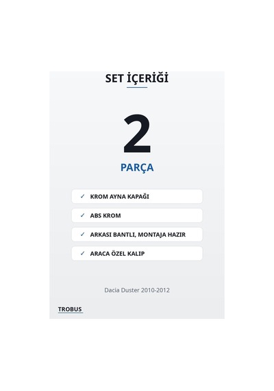 Dacia Duster 2010-2012 Uyumlu Krom Ayna Kapağı 2 Parça Abs Krom