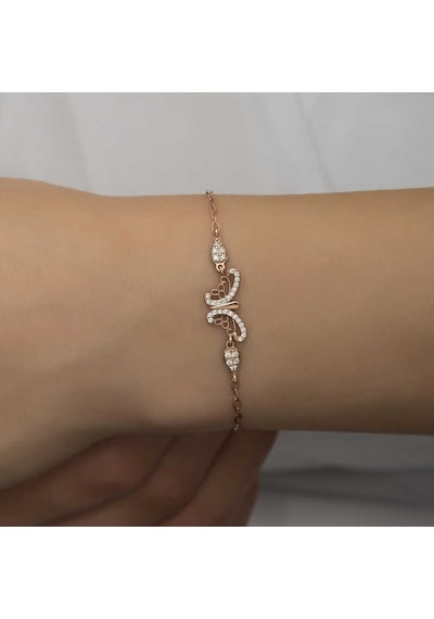 925 Ayar Gümüş Rose Kelebek Kadın Bileklik