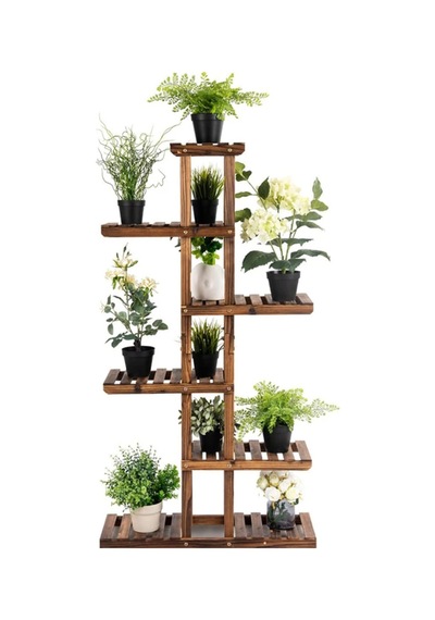 120 Cm Ahşap Saksı Standı - Çok Amaçlı Dekoratif Çiçek Rafı Ve Balkon Düzenleyici Kahverengi