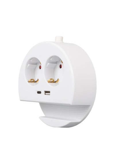 Güncelçarşı 2'li Telefon Standlı Grup Priz 1x Usb, 1x Type-c Girişli Topraklı Çoklu İkili Priz 1.5 Metre Kablo Uzunluğu, Priz Çoğaltıcı 3680 Watt 16 Amper, Usb Type-c Çıkış 5 Volt 2.4 Amper 12 Watt