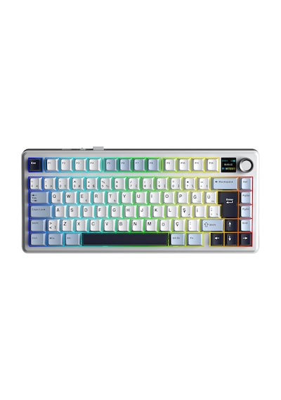 Aula F75 Max Mekanik Gaming Oyuncu Klavyesi Tkl Rgb Graywood V4 Switch Kablosuz Makrolu Hot Swap Türkçe Q Lacivert
