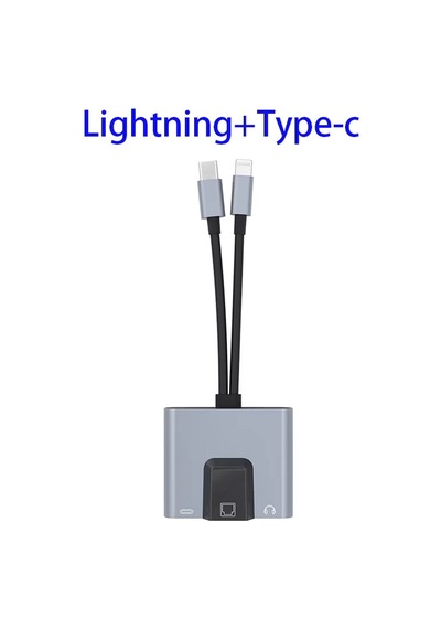 3 İn 1 Lightning & Type-c Ethernet Adaptörü Rj45, Aux, Şarj Desteği