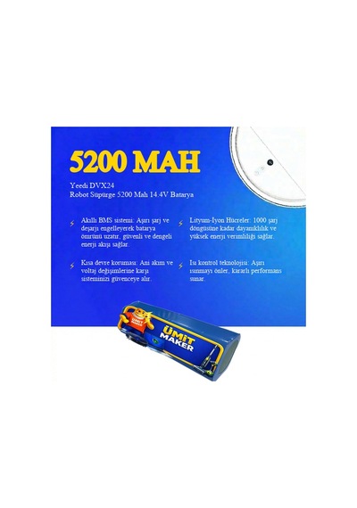 Yeedi Dvx24 Robot Süpürge 5200 Mah 14.4v Batarya  Uyumlu Uzun Ömürlü, Yüksek Performans Pil