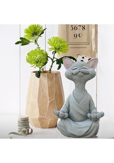 Dekoratif Yoga Yapan Kedi Biblo Meditasyon Kedi Heykeli Ev Dekoru