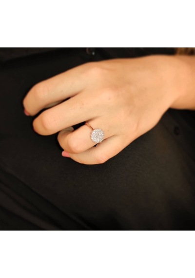 Oriental Kuyumculuk Jewellery Beyaz Taşlı Rose Gümüş Yüzük Rose