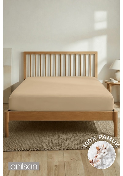 %100 Pamuklu Penye Lastikli Çarşaf Tek/çift Kişilik Fitted Jersey 30 Cm Köşe Yüksekliği Hardal