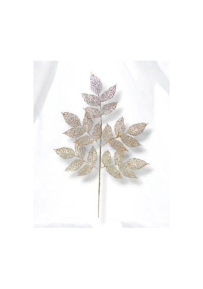 Yılbaşı Süsü Simli Dantel Yaprak Bronz 86 Cm