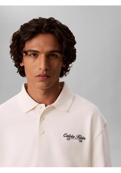 Calvin Klein Ls 350gsm Terry Pıpe, Yas Krem Erkek Polo