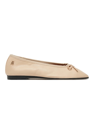Soft Leather Ballerına Bow Babet Bej
