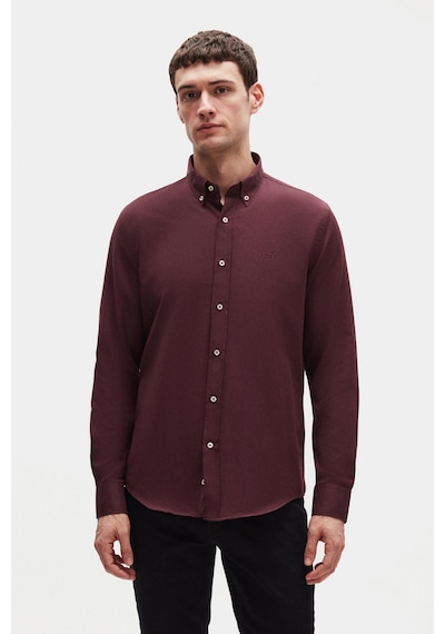 D'S Damat Ds Damat Slim Fit Mürdüm Oxford Düğmeli Yaka Kolay Ütülenebilir Nakış Detaylı Pamuklu Gömlek 4hc02ort03265 Mrd
