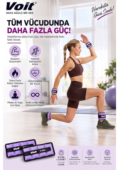 0.5 KG x 2 Adet Ayarlanabilir El ve Ayak Bilek Ağırlığı, Cırt Cırtlı Fitness ve Egzersiz Ağırlık Seti