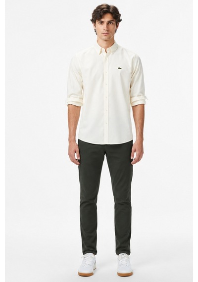 Lacoste Mens Regular Fit Cream Shirt Standart Kesim Erkek Gömlek Krem