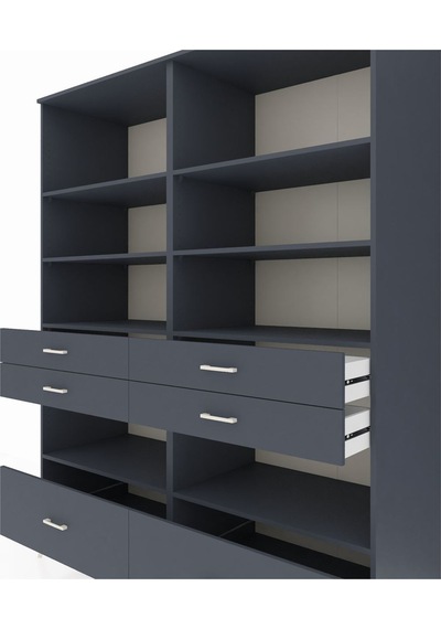 Kronos Gardrop 8 Raflı 6 Çekmeceli 176x59x221 Antrasit-antrasit Beyaz Kronos Gardrop 8 Raflı 6 Çekmeceli 176x59x221 Antrasit-antrasit Beyaz