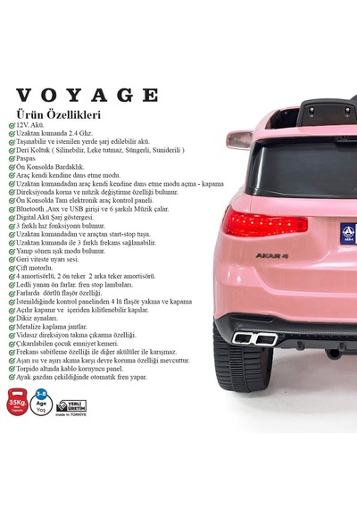 Akülü Uzaktan Kumandalı Araba Voyage Gt 4x2 Deri Koltuklu