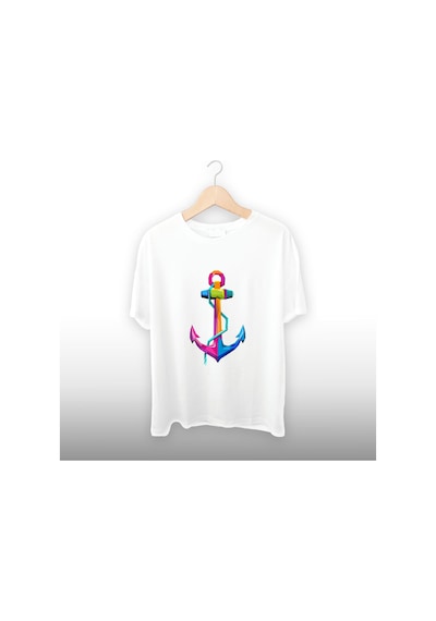 Demir Halat Detaylı Unisex Tişört Beyaz