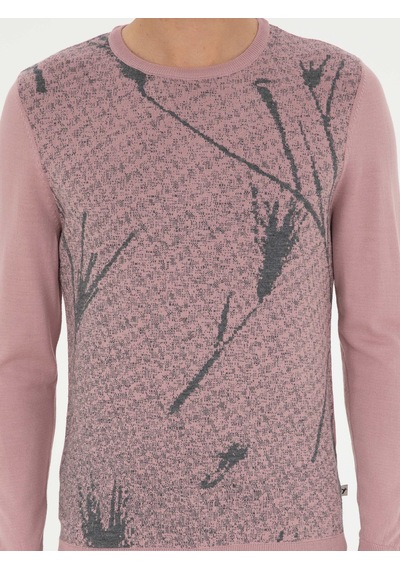 Cacharel Pudra Slim Fit Yün Karışımlı Bisiklet Yaka Triko Kazak Pembe