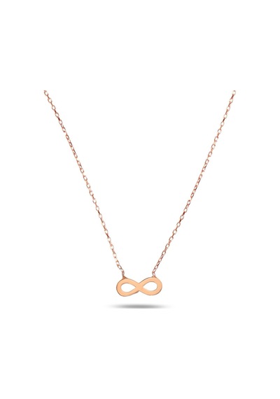 Brezza Lusso Jewelry 925 Ayar Rose Gold Sonsuzluk Model Sade Zarif Minimal Kadın Kolye 45 CM 45 CM