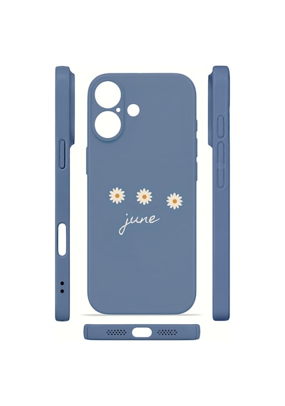 Apple iPhone Uyumlu 17 Vorian İnce Kamera Korumalı Mika Kılıf June Daisy Blue June Daisy Blue Mika