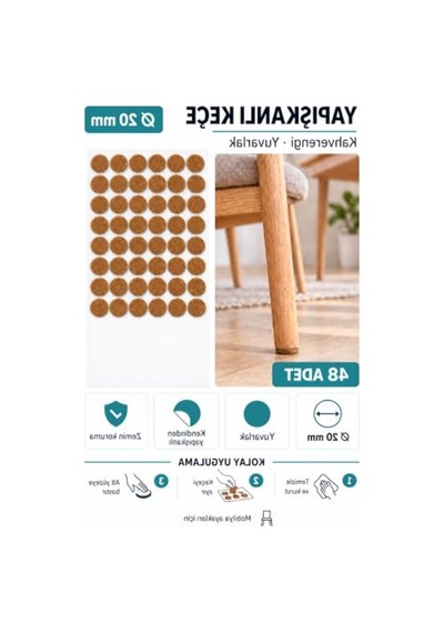 Yapışkanlı Keçe Ped, 20mm Yuvarlak Kahverengi Zemin Koruma Ve Gürültü Önleme 6395751