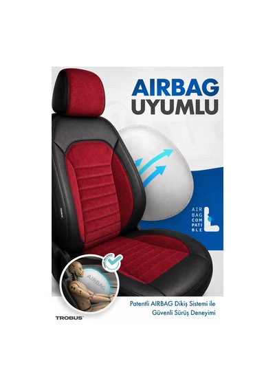 Citroen Nemo 2008-2014 Tay Tüyü Deri Detay Koltuk Kılıfı Prestige Line Kırmızı Siyah