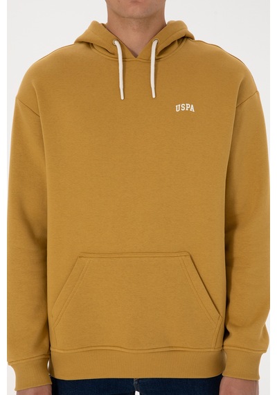 U.S. Polo Assn. Erkek Oversize Fit Kapüşonlu Şardonlu Hardal Basic Sweatshirt 50313782-VR151