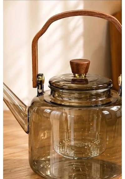 Borosilikat Cam Demlik 1200 Ml Akasya Saplı Süzgeçli Bulaşık Makinesinde Yıkanabilir Bx-313587 Diğer