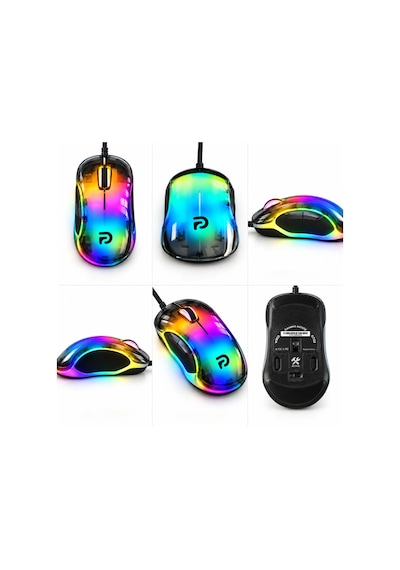 Trio G702 7200 Dpı Şeffaf Rgb 7 Tuşlu Kablolu Gaming Oyuncu Mouse 160 Cm Örgü Kablo -