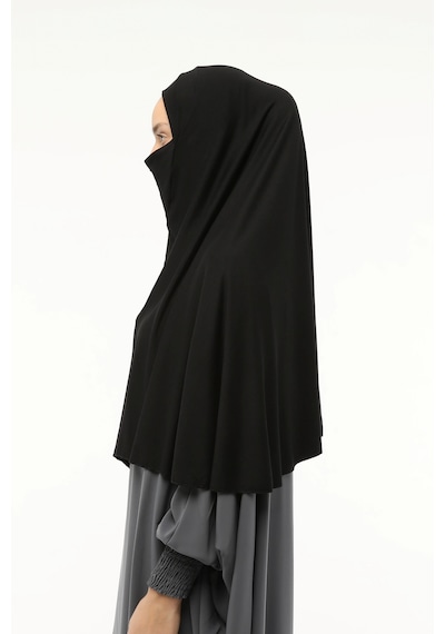 Altobeh Hazır Türban Peçeli Pratik Eşarp Tesettür Nikaplı Hijab - Namaz Örtüsü Sufle 3xl - Siyah Siyah