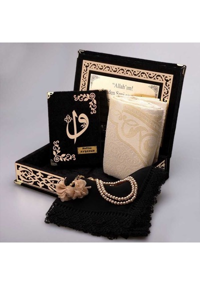 Raşel Kutulu, Kuran Hediye Seti Orta Boy, Siyah, Elif-vav
