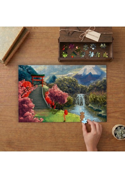 Baharda Japon Bahçesi Tasarımı 240 Parça Ahşap Puzzle Ahşap Kutuda Mpy50012