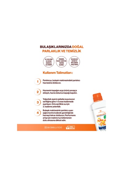 Doğal Bulaşık Makinesi Parlatıcısı Makinenize Uzun Ömür Bulaşıklarına Parıltı 650ml