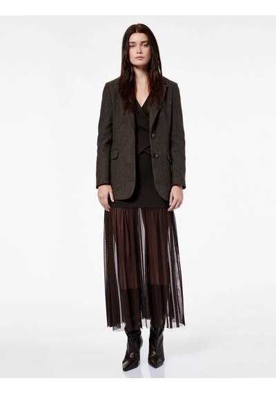 Koton Slim Fit Tül Detaylı Kahverengi Kadın Etek 6wak10307ek Kahverengi