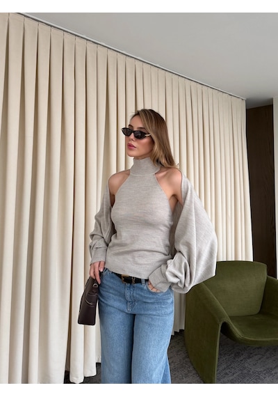 Laluvia Vizon Triko Bolero Takım - 601117 Vizon