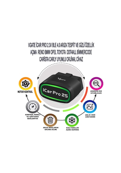 Pro 2S Bluetooth 5.2 Araç Tarama Aracı, iPhone, Android ve Windows için