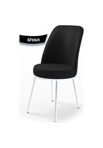 Canisa Concept Dexa Serisi Siyah Renk Sandalye Mutfak Sandalyesi, Yemek Sandalyesi Ayaklar Beyaz Siyah/beyaz Ayaklı