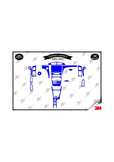 Renault Laguna 2002-2007 Torpido Konsol Trim Göğüs Maun Kaplama Set 30 Parça Mavi Renk