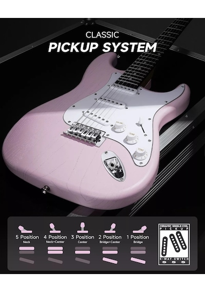Donner Dst-80 St Elektro Gitar Seti Pembe