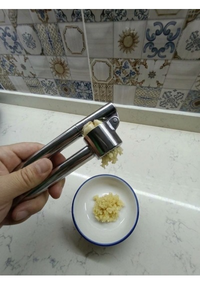 Lüks Paslanmaz Çelik Sarımsak Ezici Metal Dayanıklı Sarımsak Sıkıcı Pres 15 Cm-5 Cm Gümüş