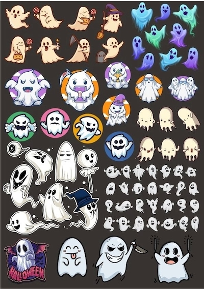 Hayalet Sticker Set 11 28 Parça Telefon, Tablet, Defter, Laptop Sticker