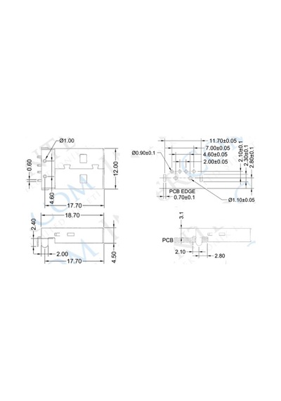 Ic-264 Usb Şase A Tip 90 Erkek Konnektör